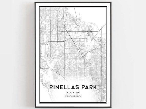 Pinellas Park Map Poster Print, Florida Street Decor