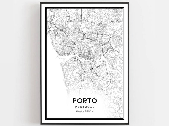 Porto Map Print Poster Wall Art City Street Decor Road Gift B215