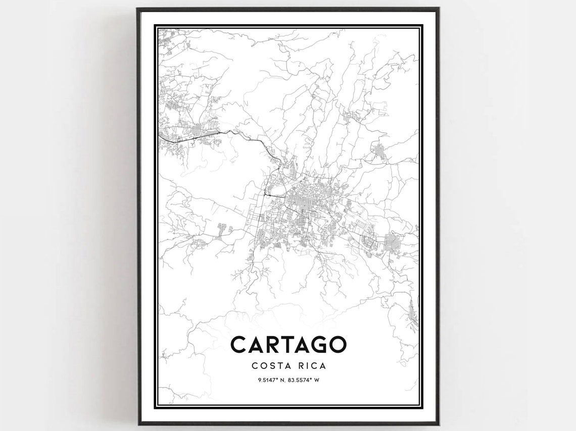 Cartago Map Poster, City Street Decor