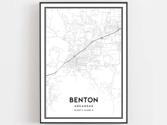 Benton Map Poster, Arkansas Street Decor