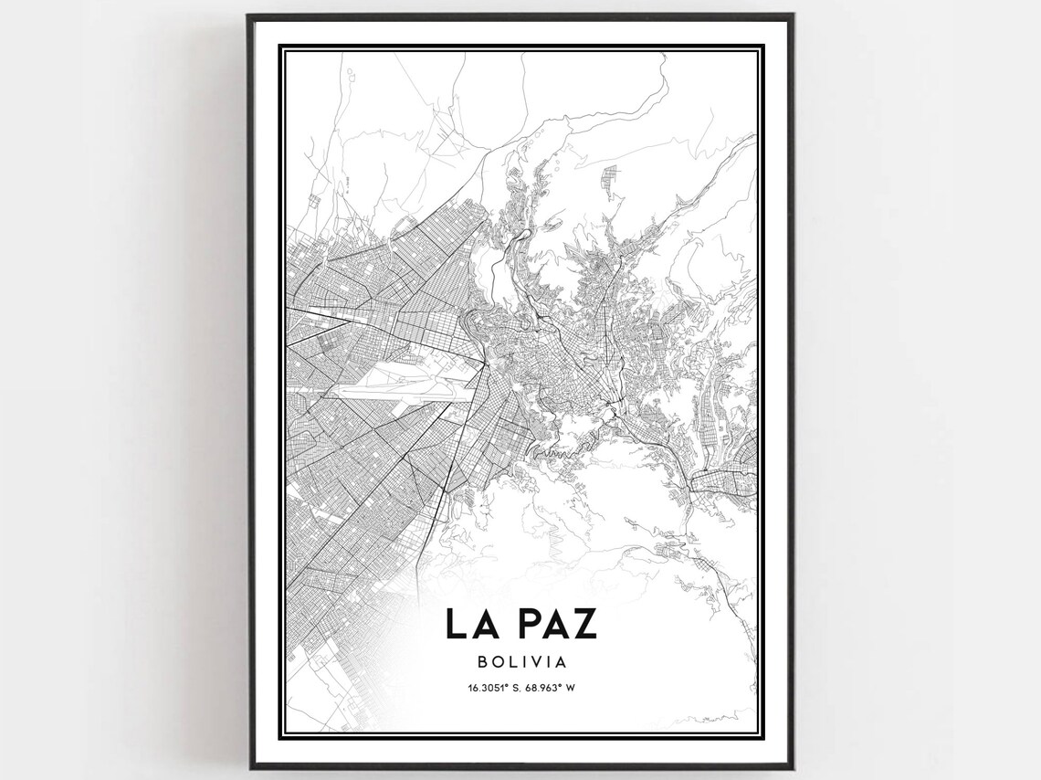 La Paz Bolivia Minimalist City Map Street Art Wall Print Decor