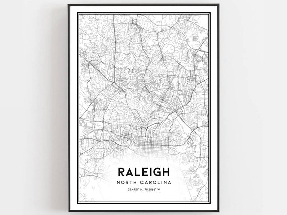 Raleigh Map Poster, North Carolina Street Map