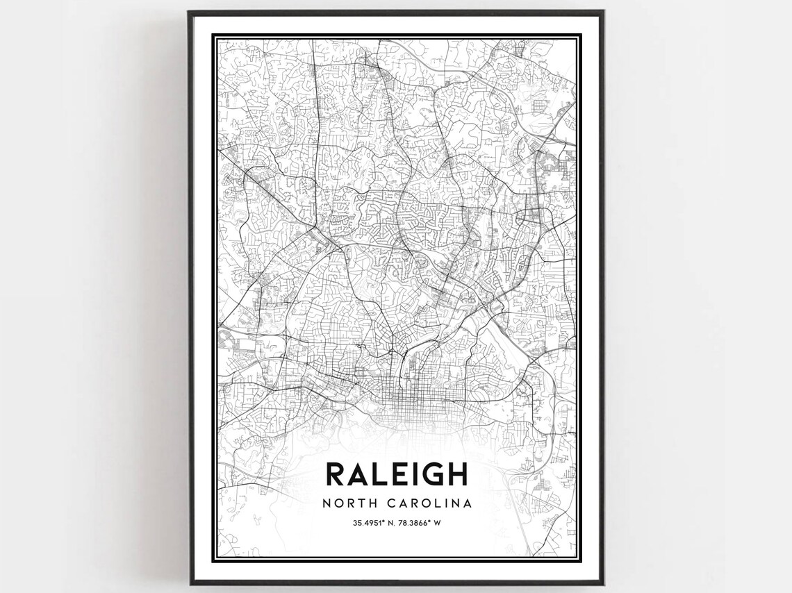 Raleigh Map Poster, North Carolina Street Map