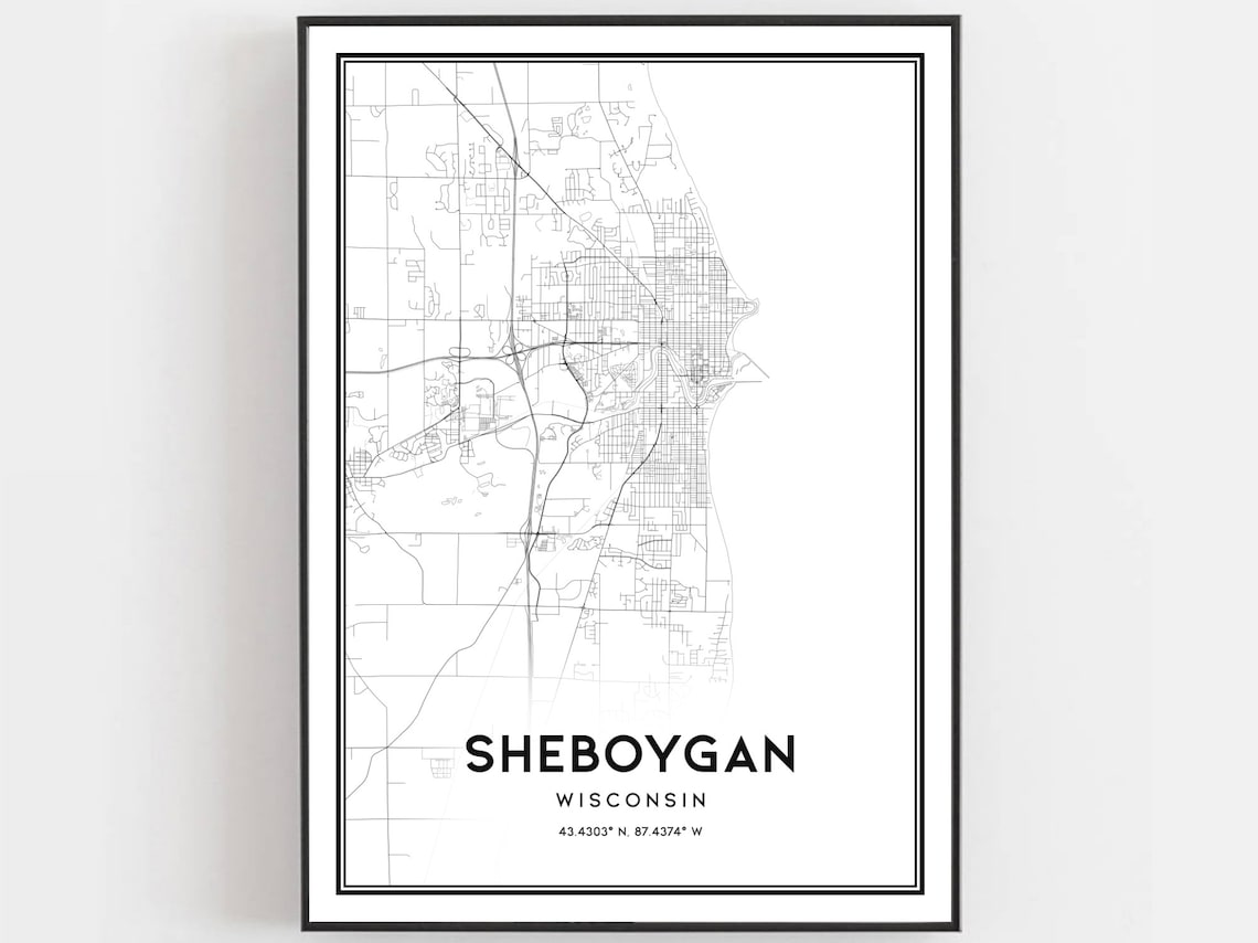 Sheboygan Map Print, Wisconsin Street Decor