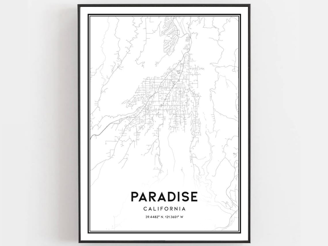 Paradise Map Art Print, City Street Decor