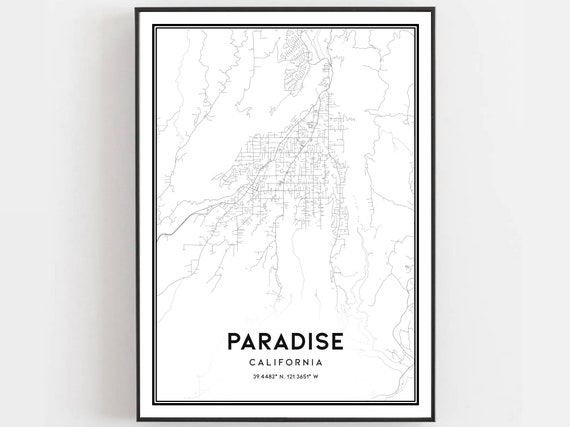 Paradise Map Art Print, City Street Decor