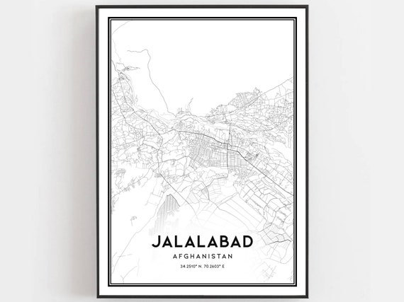 Jalalabad Map Print Poster Wall Art City Street Decor Road Gift B361