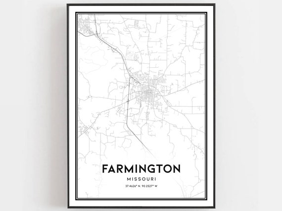 Farmington Map Poster Print, Missouri Street Decor