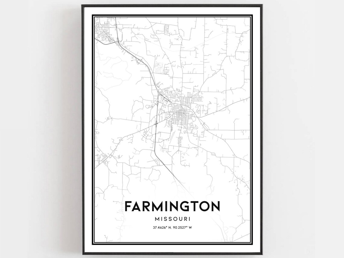 Farmington Map Poster Print, Missouri Street Decor