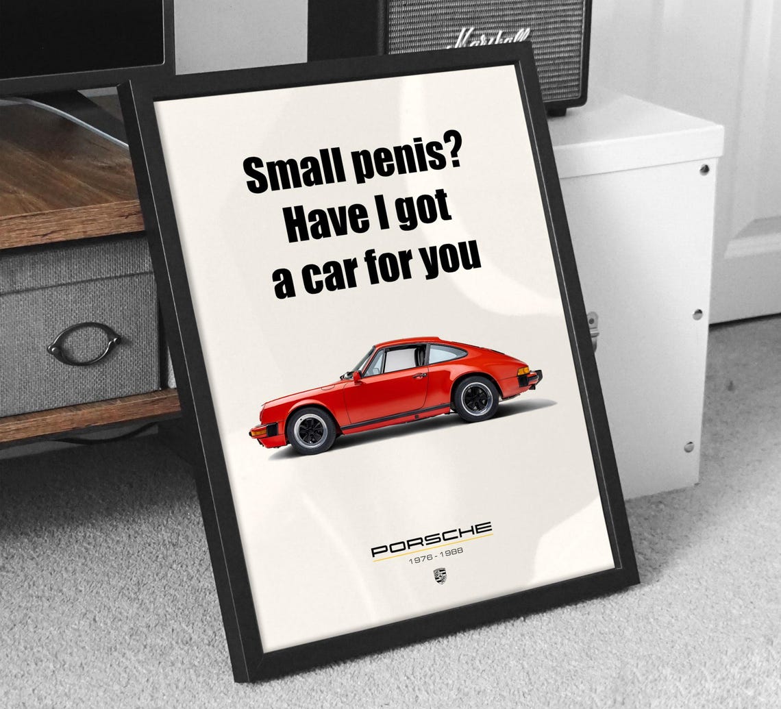 Red Porsche 911 1976-1988 Cheeky Funny Quote Garage Art Poster - Image 2