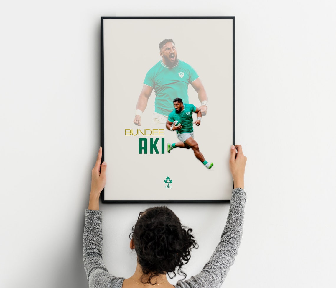 Bundee Aki Ireland Rugby Star Center Powerful Ball Runner Poster - Image 2