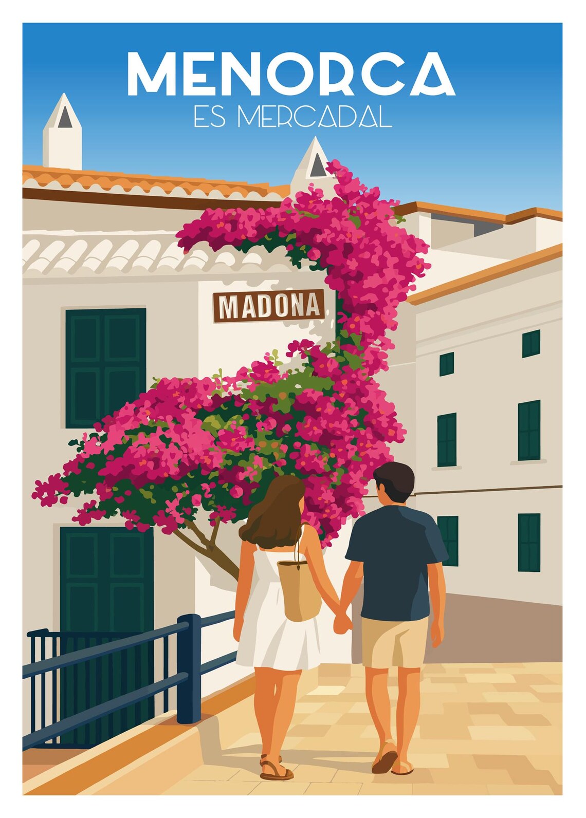 Es Mercadal Menorca Poster Print, Mediterranean