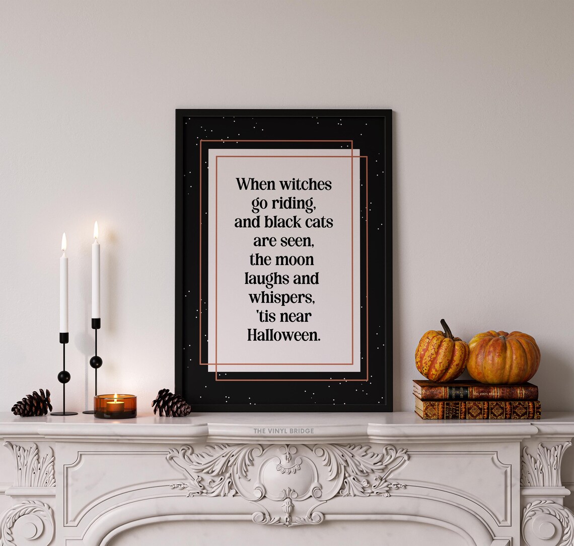 When Witches Go Riding Halloween Poem Starry Night Wall Poster - Image 3