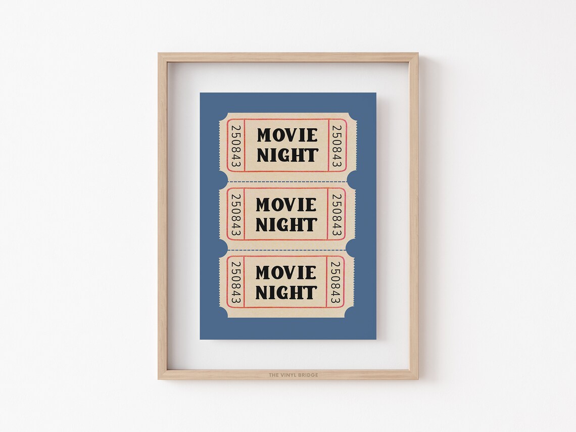 Movie Night Tickets Retro Cinema Art Print - Image 4