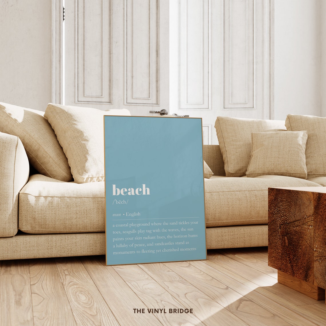 Beach Definition Dictionary Coastal Playground Sky Blue Quote Poster - Image 2