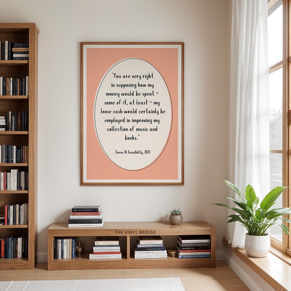 Jane Austen Sense and Sensibility Quote Peach Book Art Poster - Image 3