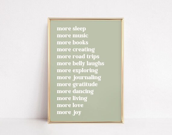 More of Everything Daily Affirmation List Sage Green Wall Poster