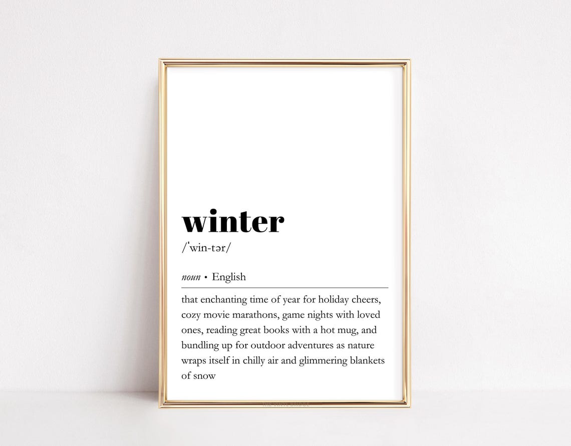 Winter Dictionary Definition Cozy Seasonal Holiday Wall Poster - Image 4