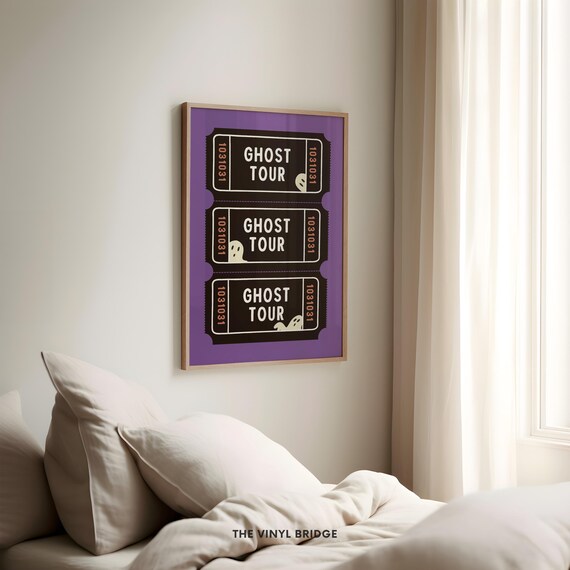 Retro Ghost Tour Ticket Stub Funny Cute Spooky Halloween Poster