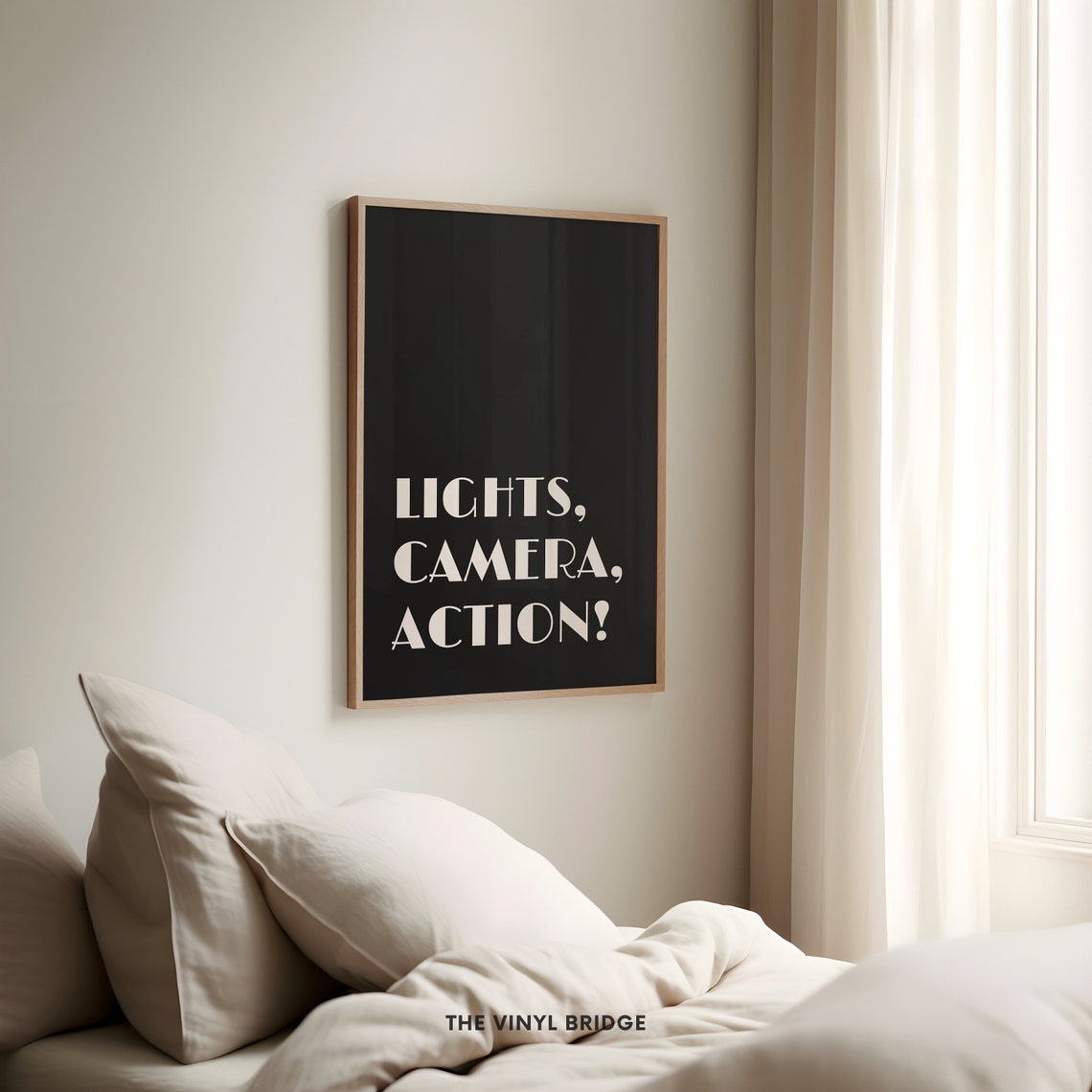 Lights Camera Action Classic Cinema Quote Black Typography Poster - Image 4