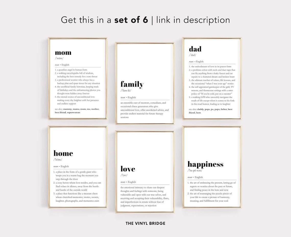 Family Definition Dictionary Funny Ensemble Cast Quote Poster - Image 2