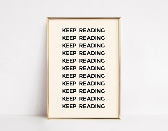 Keep Reading Repeated Typography Bookish Library Wall Poster