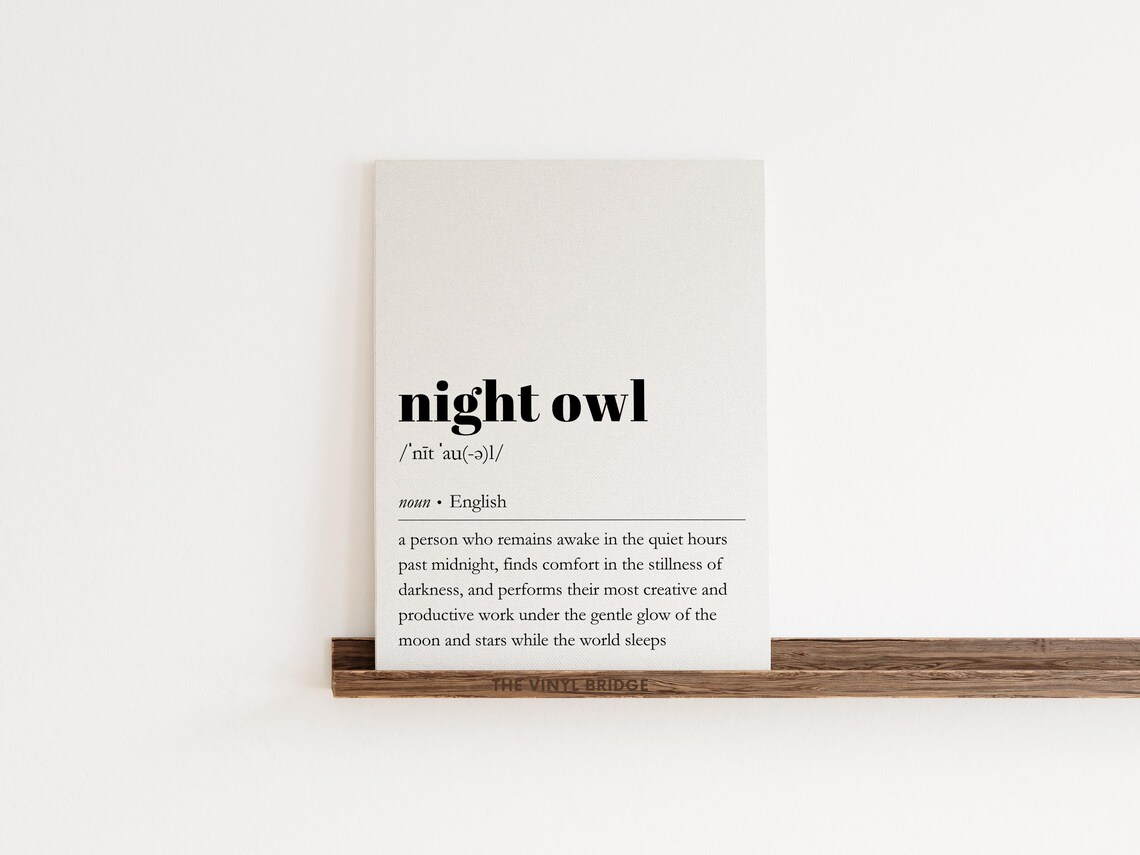 Night Owl Definition, Minimalist Office Art Print - Image 2