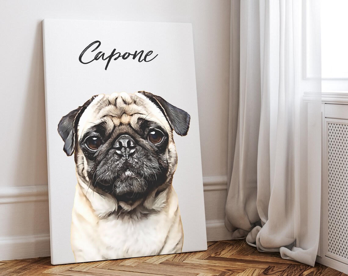 Custom Pet Photo Print, Oil-Effect Minimalist Decor