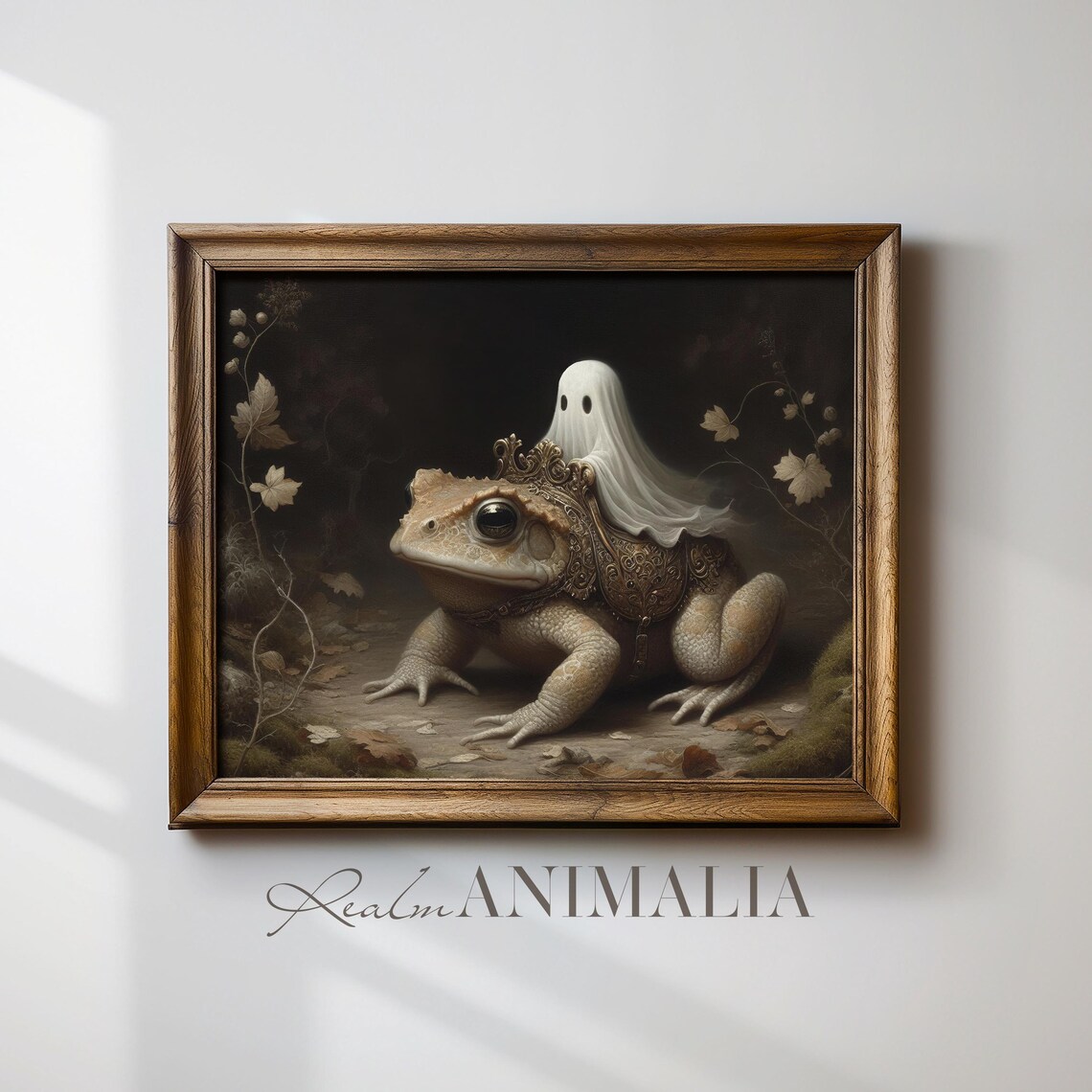 Little Ghost Riding On Toad Art Print Halloween Wall Art Whimsical Ghost Painting Moody Fall Cottagecore Art Prints Gh146 - Image 4