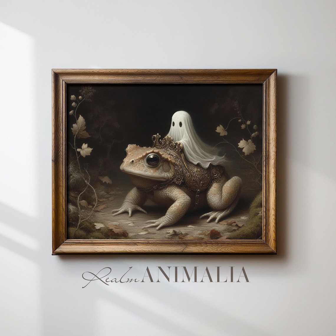 Little Ghost Riding Toad Ornate Saddle Dark Forest Halloween Wall Art Poster - Image 4