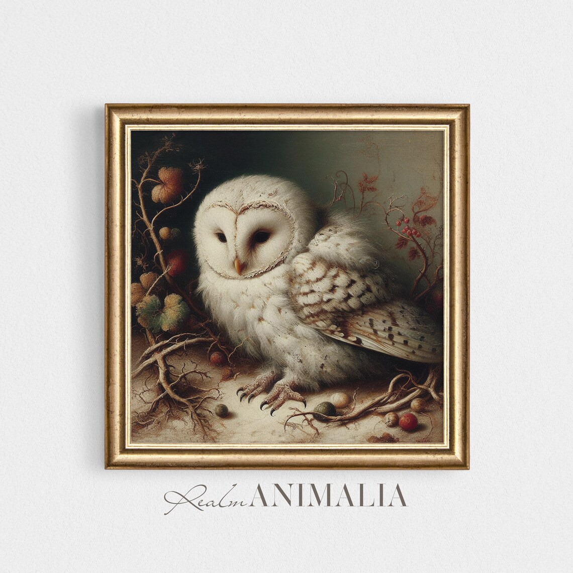 White Owl Vintage Bird Art Print, Cottagecore Decor - Image 4