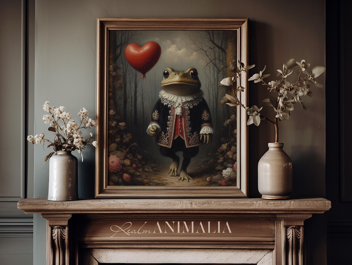 Valentine's Day Toad Art Print, Vintage Storybook - Image 3