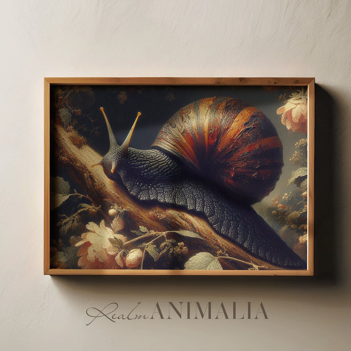 Vintage Snail Print, Moody Botanical Cottagecore - Image 2