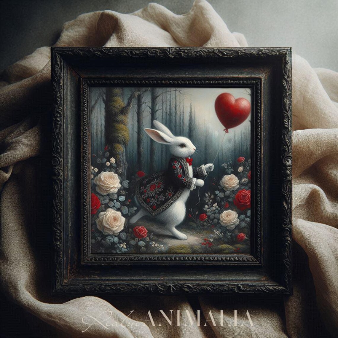 White Rabbit Valentine Storybook Art Print - Image 3
