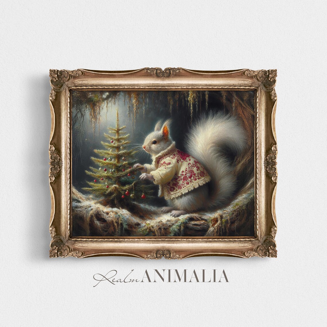 Christmas Squirrel Painting, Whimsical Holiday Art Print - Image 2