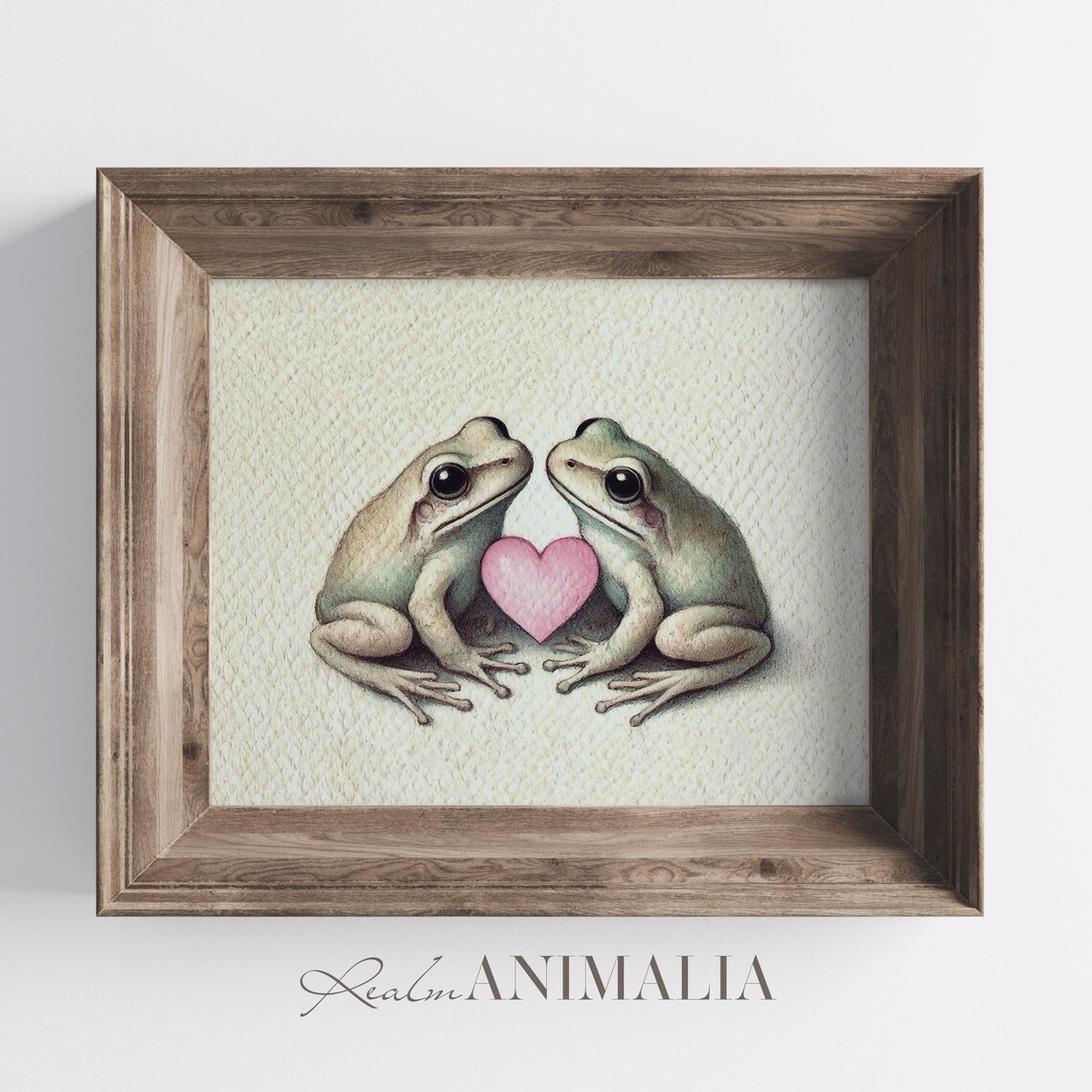 Two Cute Frogs Holding Pink Heart Watercolor Nursery Kids Room Poster - Image 4