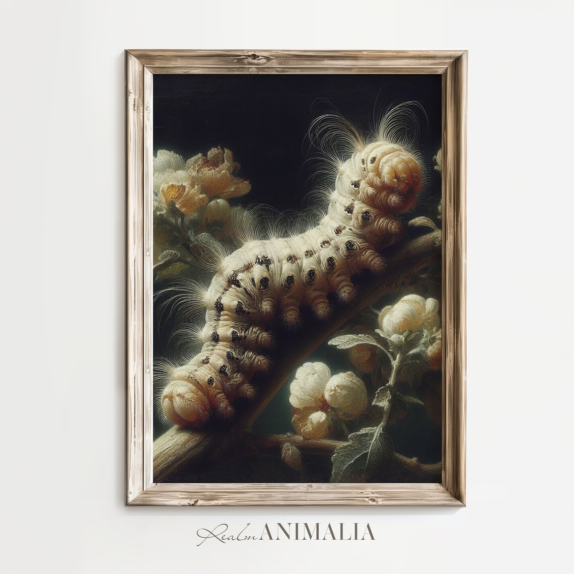 Vintage Caterpillar Print, Moody Botanical Insect Art - Image 2