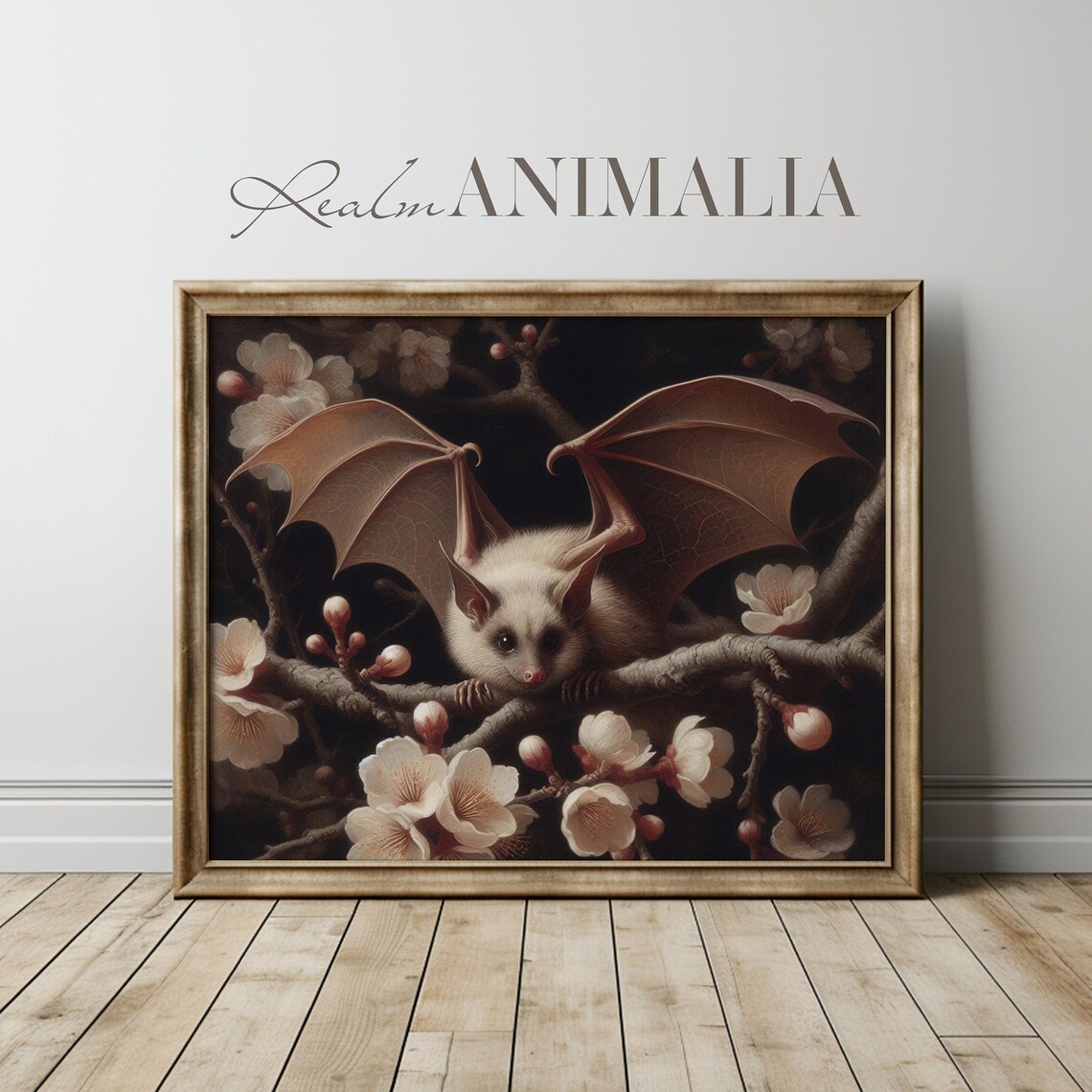 Vintage Bat Art, Dark Cottagecore Botanical Print - Image 3
