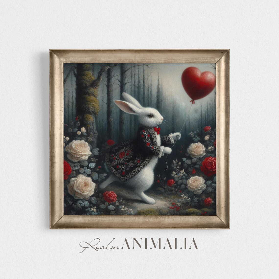 White Rabbit Valentine Storybook Art Print - Image 2
