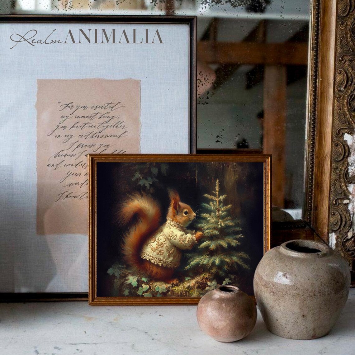 Christmas Squirrel Art Print, Whimsical Holiday Decor - Image 3