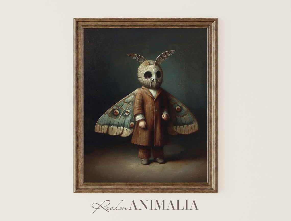Vintage Child in Moth Costume Halloween Art Print