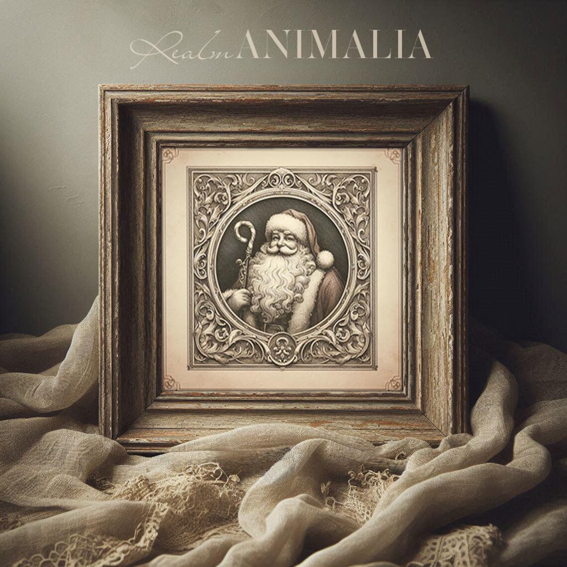 Santa Sketch Vintage Christmas Art Print - Image 2