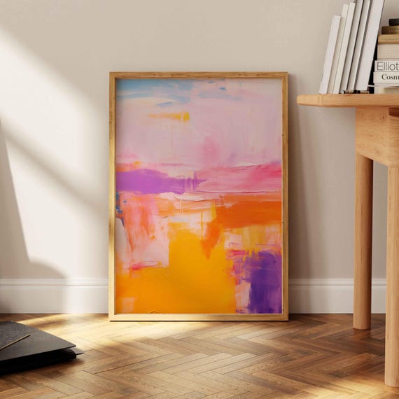 Mark Rothko Print Pastel Pink Orange Abstract Geometric Wall Art Colorful Illustration Living Room Scenery