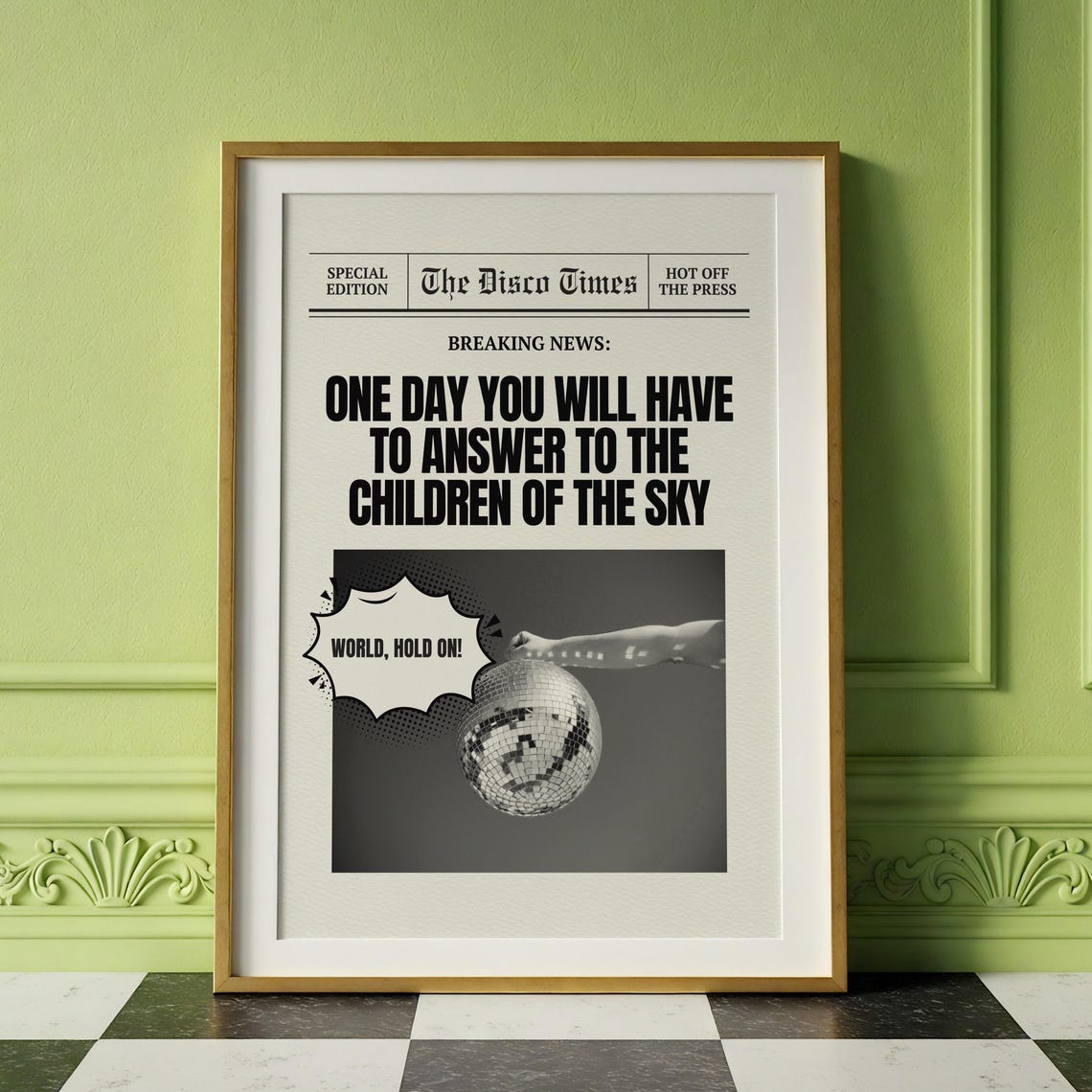 The Disco Times World Hold On Bob Sinclar Lyrics Newsprint Poster