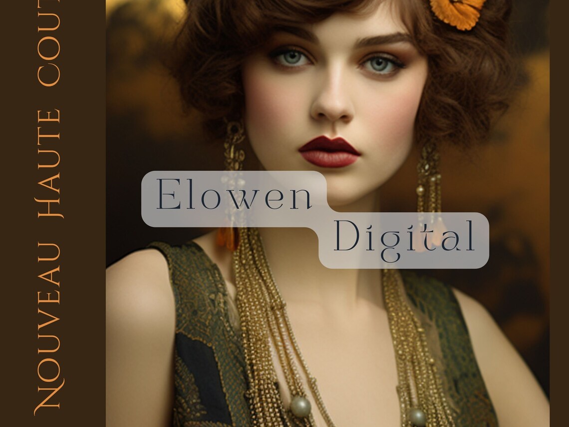 Art Nouveau Flapper with Poppies 1920s Haute Couture Fashion Poster - Image 5