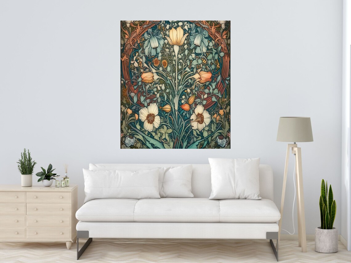 William Morris Style Art Nouveau Botanical Floral Garden Poster - Image 4