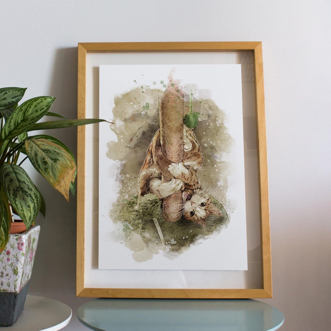 Long Haired Tabby Cat Watercolor Portrait Pet Lover Art Print - Image 2