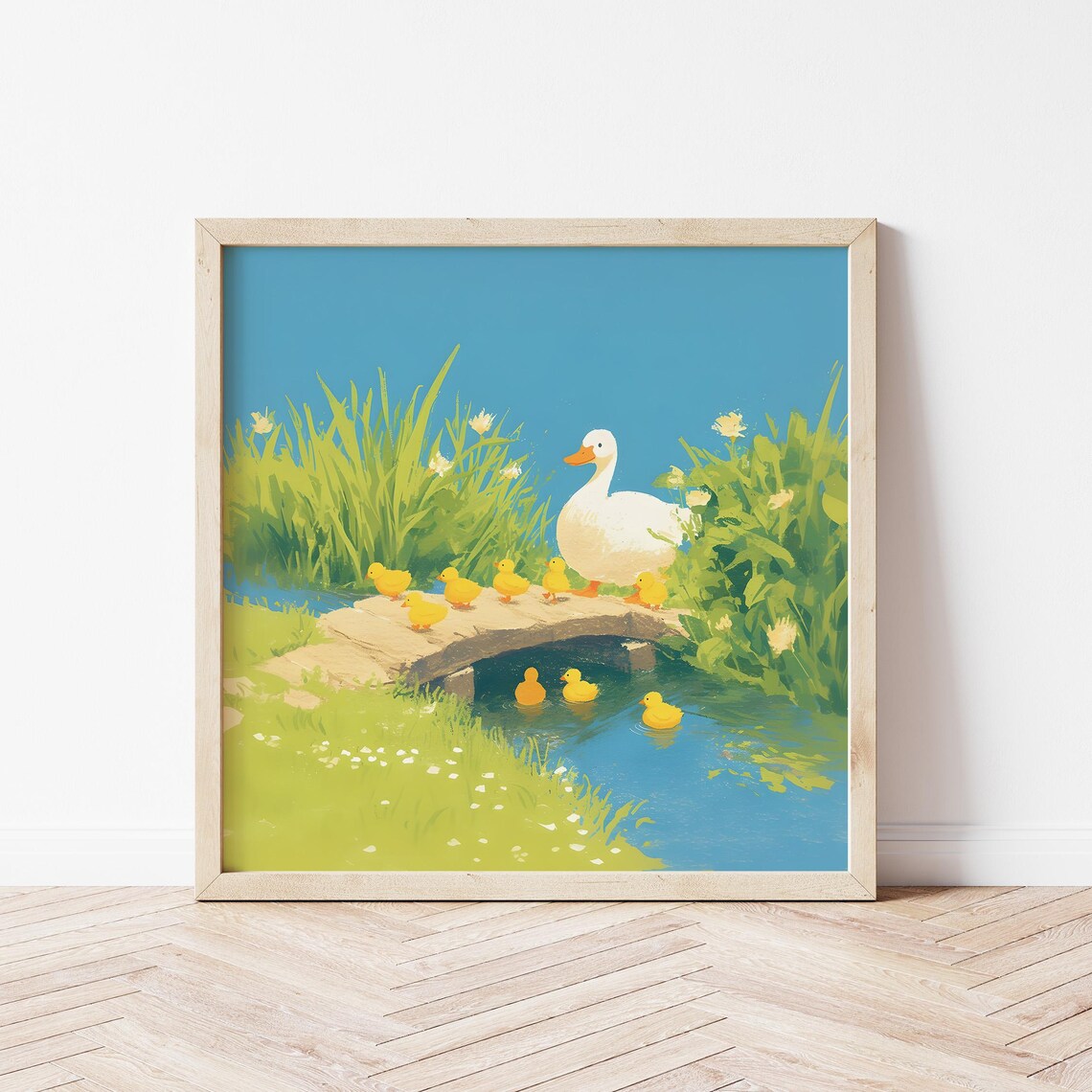 Duck And Ducklings, Nursery Art Print