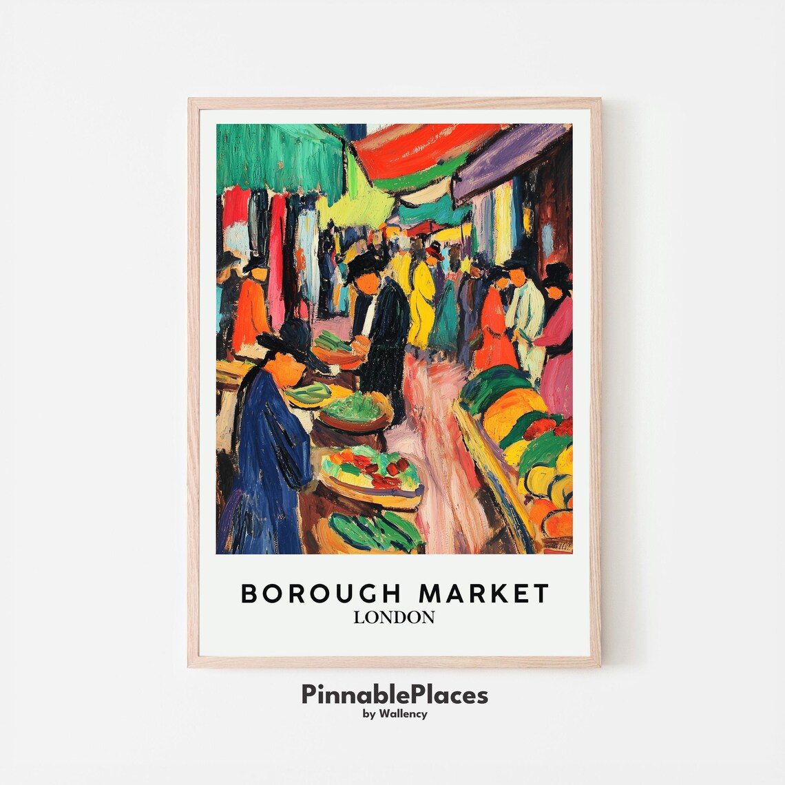 Borough Market London Matisse Style Market Crowd Scene Poster