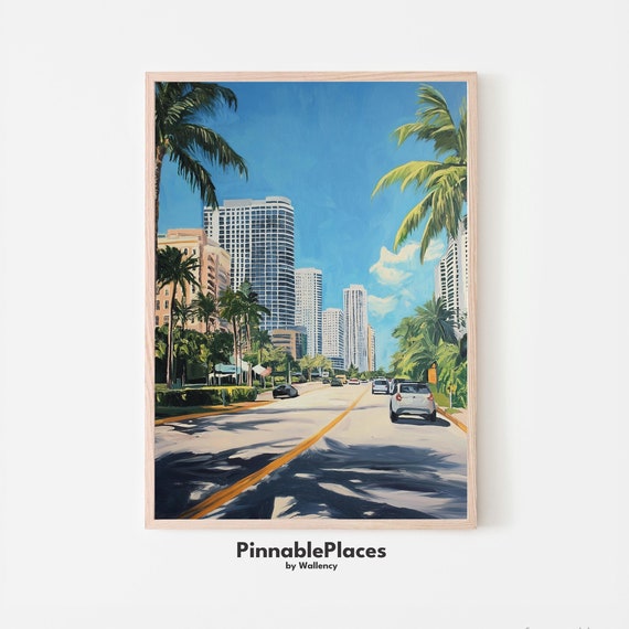 Miami Art Print Tropical Cityscape Painting File